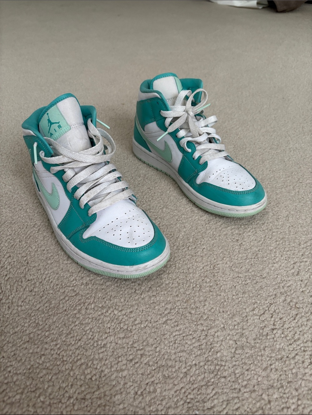 Jordan High-Top Sneakers in Teal and White